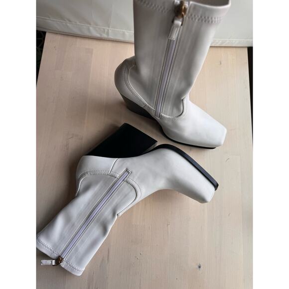 Stella McCartney white western sock stretch ankle BLOCK HEEL BOOTS  38/ US 8 - Picture 6 of 16